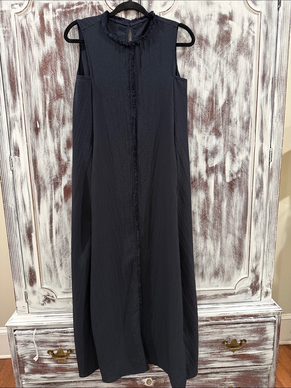 Sleeveless Navy A-Line Maxi Dress
